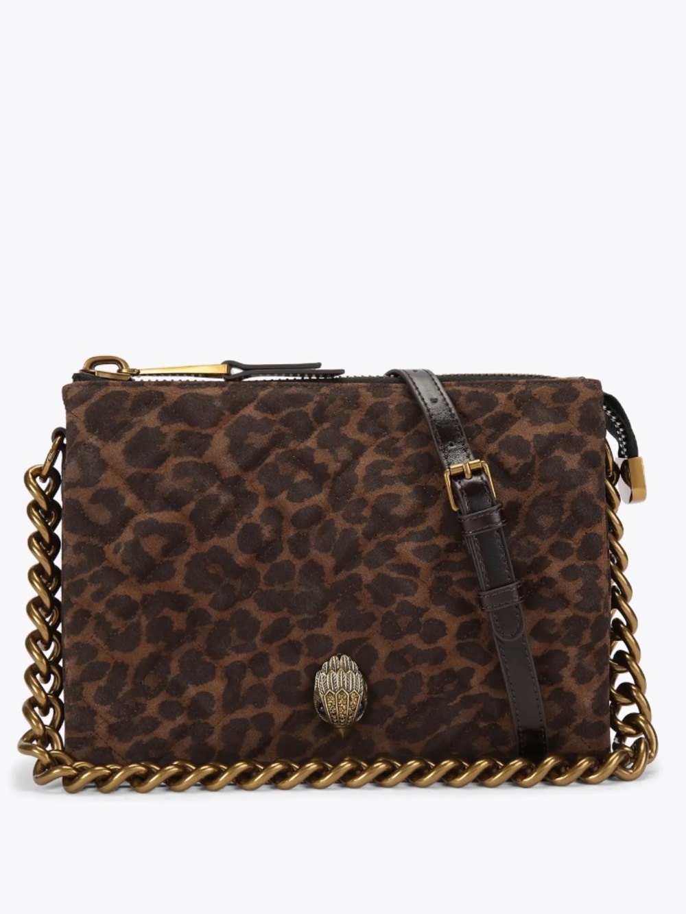 Kurt Geiger London Suede/Leather Kensington Pouch Bag in Leopard